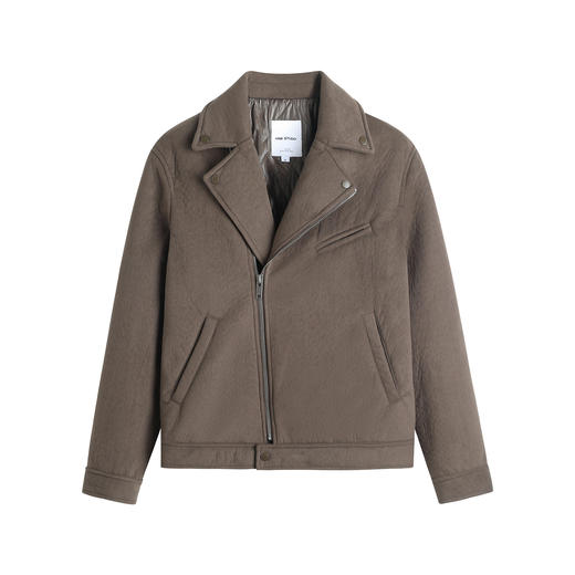 HIM漢崇【商场同款】复古哑光肌理感机车夹克男仿麂皮绒夹棉外套 商品图4