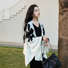 三彩2026新款黑白撞色艺术提花针织披肩外搭法式松弛氛围感通勤女 商品缩略图1
