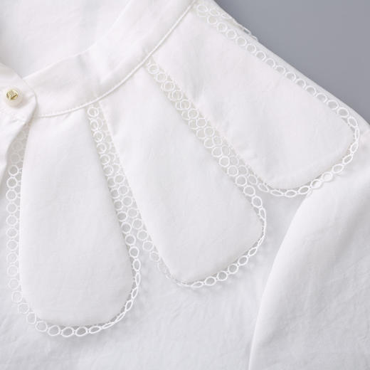 「高货wl」全新升级【铂金会员275/天猫369/差价94】(23207)洛诗琳气质优雅白衬衫2026春季新款法式花瓣领上衣 商品图3