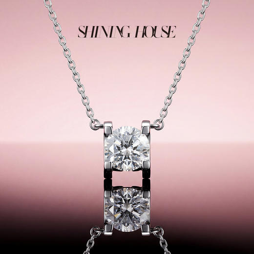 ShiningHouse[培育] 18k金钻石项链 圆钻形1克拉钻人工真钻人造钻石K金项链可调节简约牛头款钻石项链悦己送礼臻选【此商品不支持7天无理由退货退款】预计3日发货 商品图3