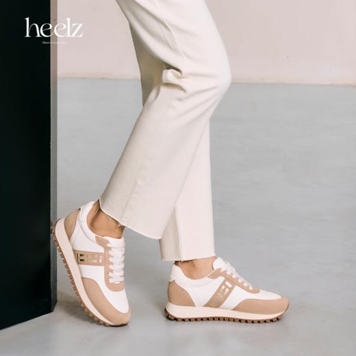 heelz设计师手工鞋履 ｜H繁花设计款真皮运动休闲鞋燕麦色3公分 商品图1
