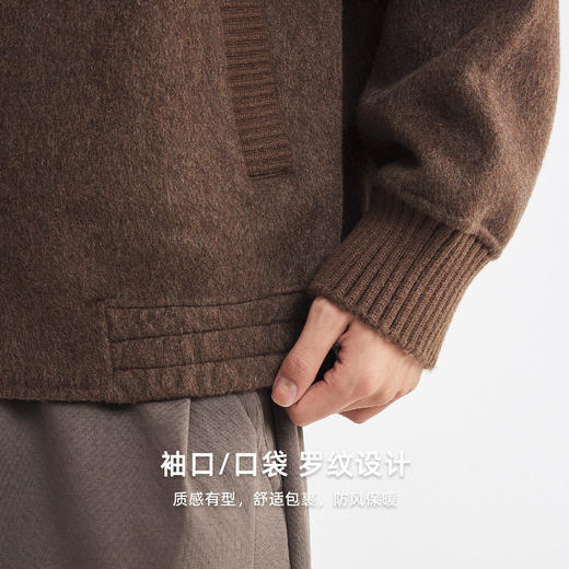 墨麦客男装2025年冬季新款落肩双面呢夹克男士老钱风翻领毛呢外套 商品图3