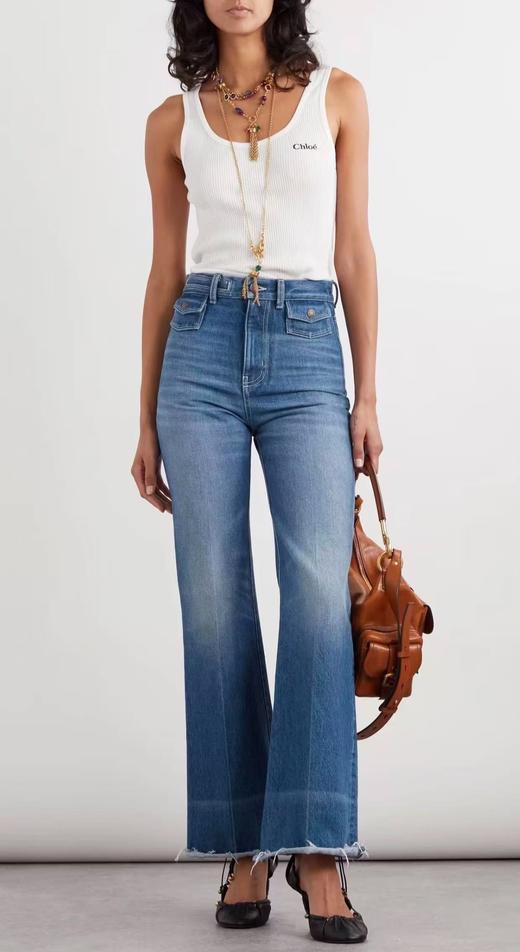 女款筒喇毛边软薄牛仔裤长裤la 商品图3