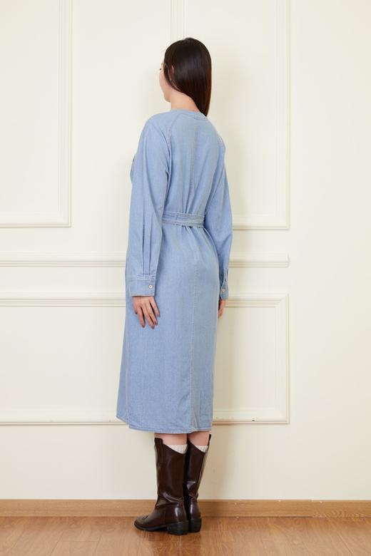 LNNNS 气质通勤复古V领牛仔连衣裙 22238 商品图5