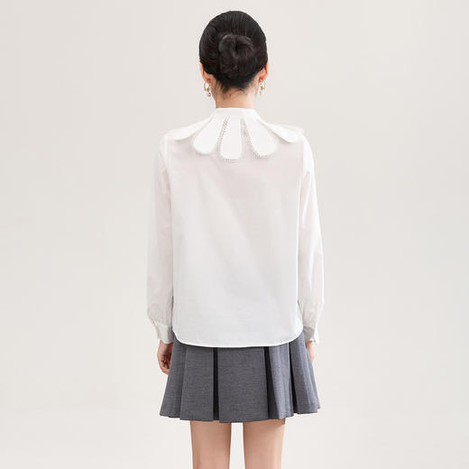 「高货wl」全新升级【铂金会员275/天猫369/差价94】(23207)洛诗琳气质优雅白衬衫2026春季新款法式花瓣领上衣 商品图1