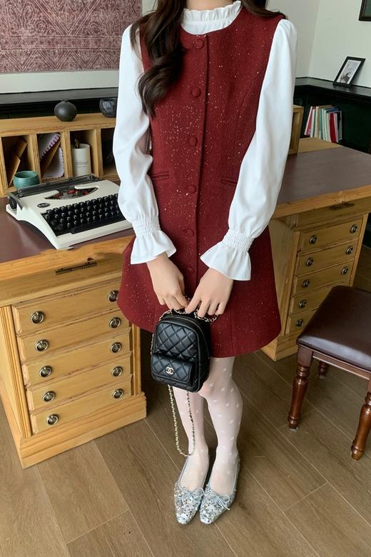 ANSUABEL 气质木耳边礼服细闪连衣裙套装 21973 商品图0