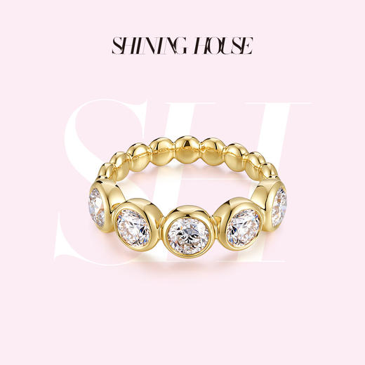 ShiningHouse[培育] 18k金钻石戒指 圆钻形1.5克拉钻人工真钻人造钻石K金戒指排钻戒指豪华钻石戒指悦己送礼臻选【此商品不支持7天无理由退货退款】预计3日发货 商品图0