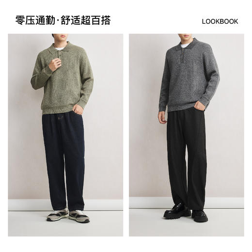墨麦客可机洗翻领羊毛衫男2025冬季新款基础微阔复古针织毛衣男士 商品图4