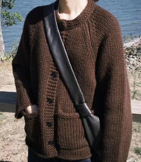 福利特价  粗棒针手工毛衣 不退换！ 妈妈牌冰岛毛高克重毛衣外套