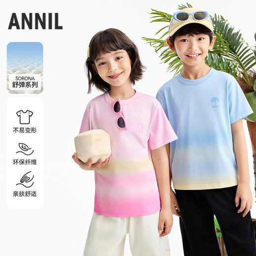 男女童圆领短袖针织衫夏季新款安奈儿童装EM621602 商品图0
