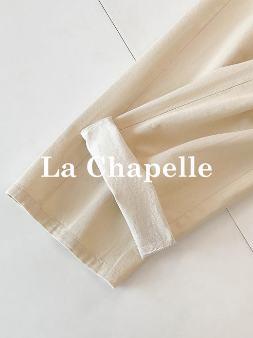 专柜实拍【重工水洗】拉夏贝尔/La Chapelle含亚麻挺括有型高腰两扣裤袢口袋休闲慵懒感显瘦牛仔裤 商品图7