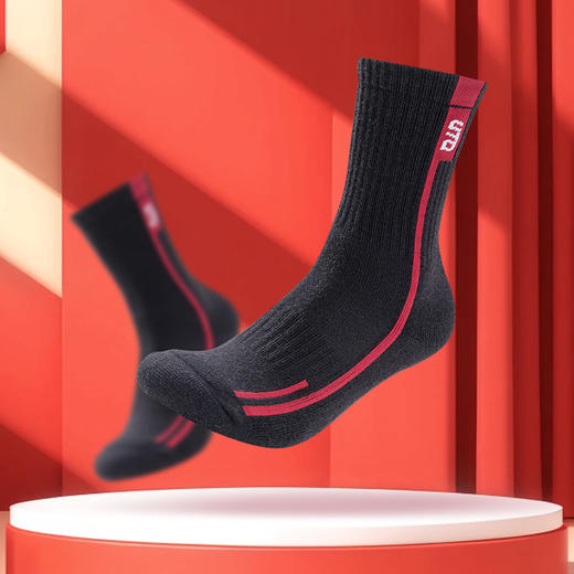 UTO/悠途羊毛字母运动中筒袜秋冬户外滑雪徒步加厚保暖吸汗跑步袜 商品图1