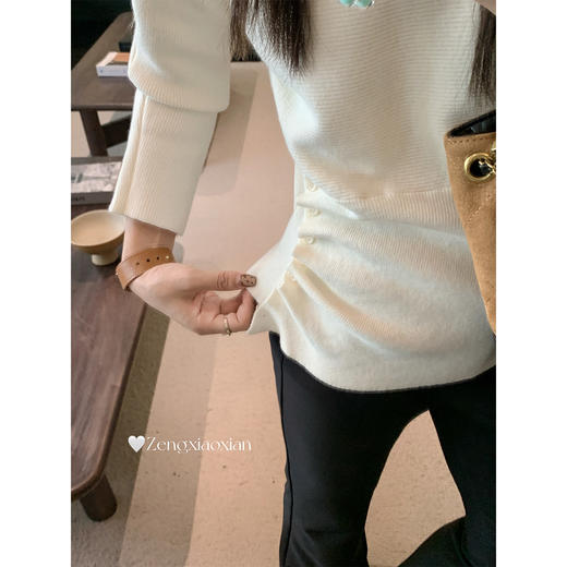 <曾小咸推荐>2.7现货秒杀 ！微信超特价！2色韩系收腰长袖针织衫 日常129.99 立减50 秒杀79.99！！ 商品图3