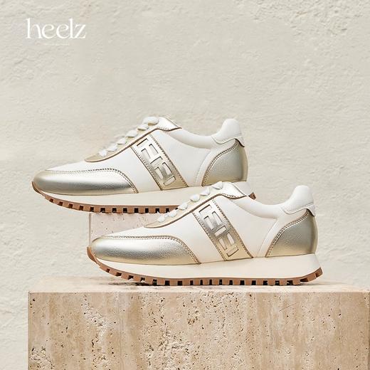 heelz设计师手工鞋履 ｜H繁花设计款真皮运动休闲鞋白金3公分 商品图1