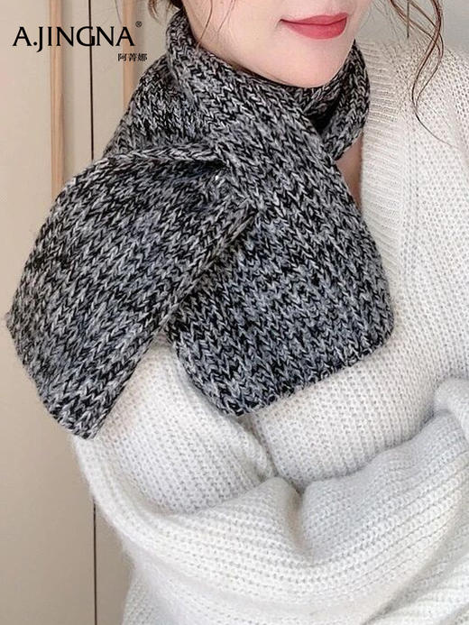 【混色绵羊】阿菁娜春季新款氛围感花纱小围巾混色绵羊毛独一无二纹理自然斑驳渐变复古高级感配饰F30D320016 商品图2