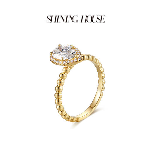 ShiningHouse[培育] 18k金钻石戒指女 水滴形1克拉钻人工真钻人造钻石K金戒指女悦己送礼优选【此商品不支持7天无理由退货退款】预计3日发货 商品图2