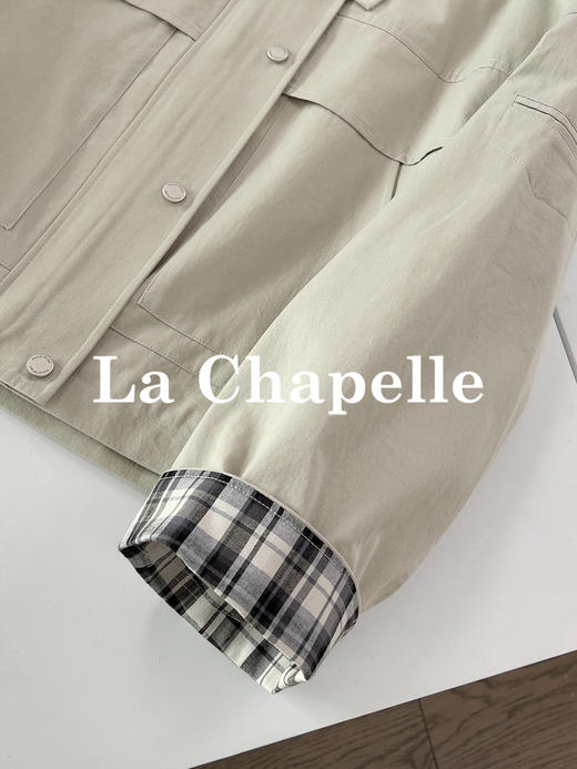 专柜实拍【巴恩工装风】拉夏贝尔/La Chapelle轻奢设计师款！撞色翻领拼接宽松百搭小个子短外套 商品图8