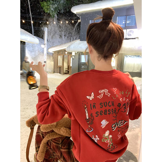 <曾小咸推荐>2.8现货秒杀 ！微信超特价！蝴蝶结加绒卫衣 日常179.99 立减90 秒杀89.99！！ 商品图1