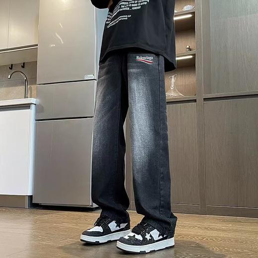 F012838渐变复古做旧元素工装水洗牛仔裤直筒裤 商品图6