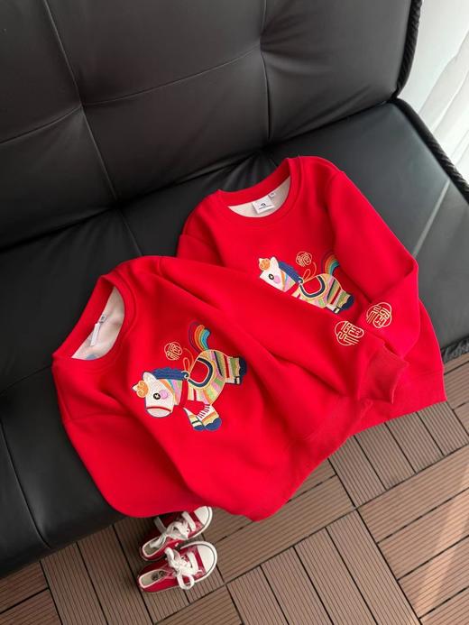 F012818马年重工刺绣马上有福拜年服加绒卫衣 商品图2