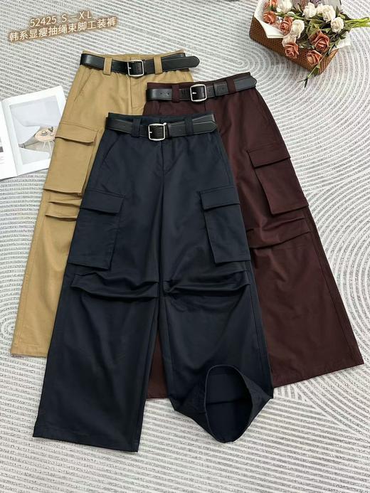 Z52425#韩系显瘦抽绳束脚工装裤 商品图0