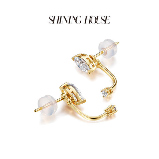 ShiningHouse[培育] 18k金钻石耳饰 橄榄形1克拉钻人工真钻人造钻石K金耳钉耳坠一款两戴耳环时尚钻石耳饰悦己送礼臻选【此商品不支持7天无理由退货退款】预计3日发货 商品图2