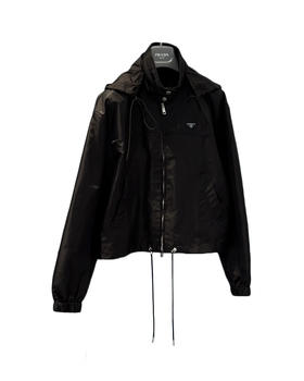 女款尼龙短款连帽外套he020