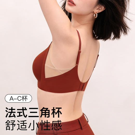 A2-【A-C杯】润微纯欲性感法式三角杯小胸聚拢美背内衣女鸿运本命年红色文胸罩  清风铃兰【2.1新品】 商品图1