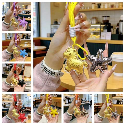 2026足金999马上发财钥匙扣黄金圣诞手机链送礼星星可爱包包挂件 商品图0