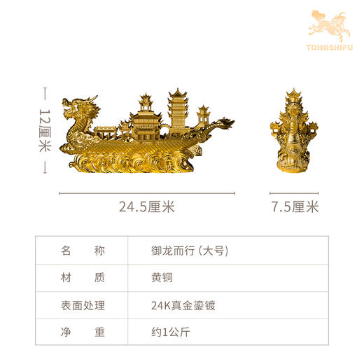 铜师傅 见微系列《御龙而行》一帆风顺龙船摆件 桌面客厅龙舟摆件 商品图6
