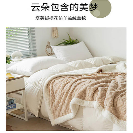 洁丽雅塔芙绒毛毯加厚2*2.3M2400G 卡其   JF-240001 商品图3
