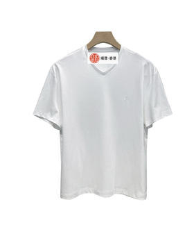 男款V领logo刺绣短袖T恤ba024