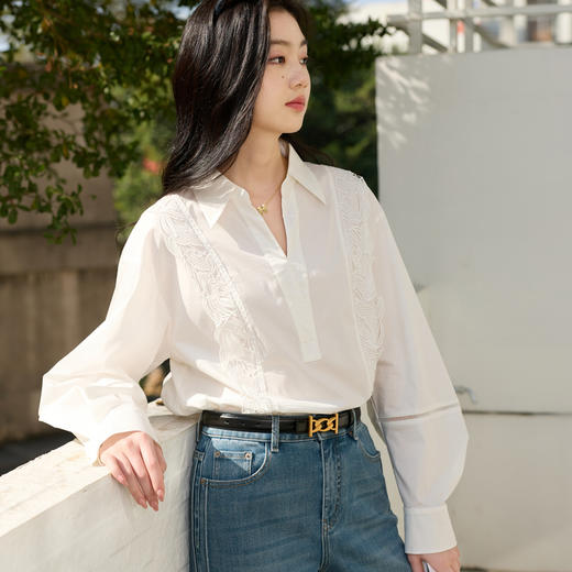 三彩2026新款金属链扣皮质腰带二层牛皮百搭通勤干练艺术束腰极简 商品图1