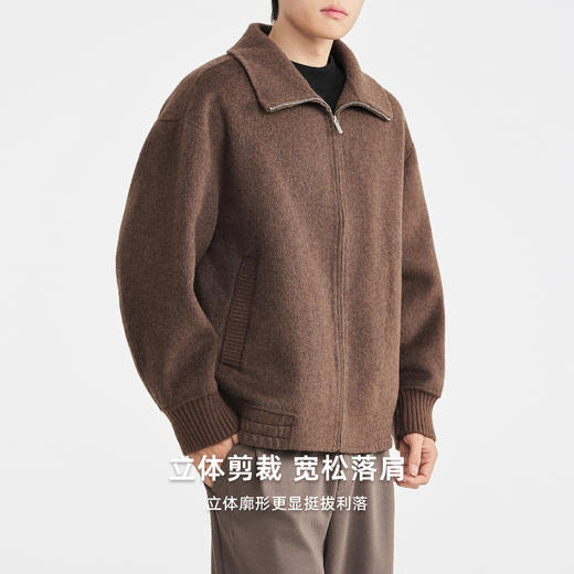 墨麦客男装2025年冬季新款落肩双面呢夹克男士老钱风翻领毛呢外套 商品图1