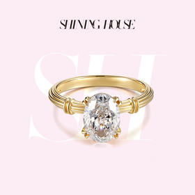 ShiningHouse[培育] 18k金钻石戒指 椭圆形2克拉钻人工真钻人造钻石K金戒指简约钻石戒指悦己送礼臻选【此商品不支持7天无理由退货退款】预计3日发货