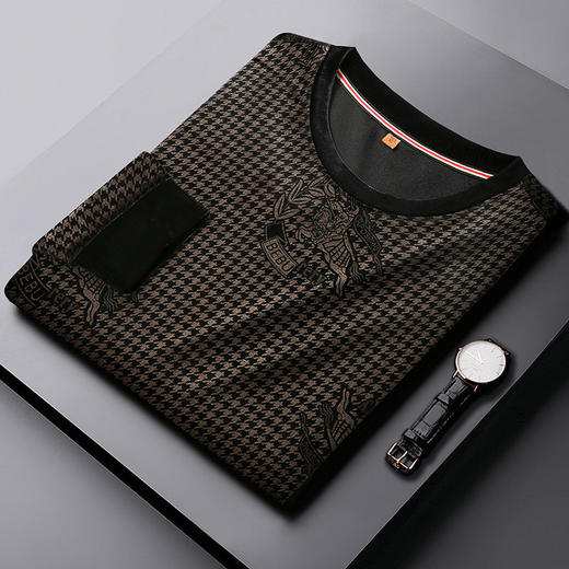 【DWP】大依优型大码男装圆领阳光绒卫衣花纹休闲加肥加大码卫衣上衣 商品图1