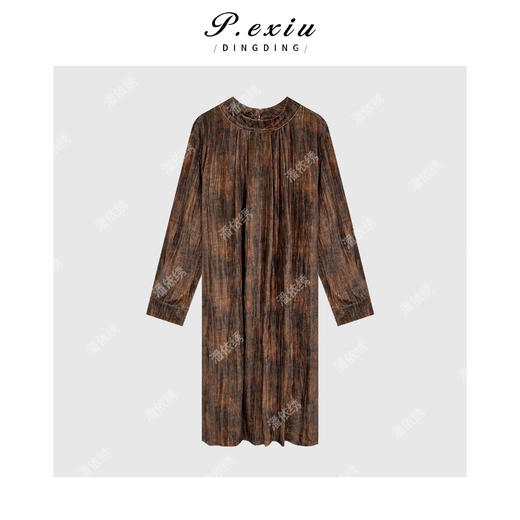 04-2潘依绣丁丁宠粉新中式扎染丝绒圆领连衣裙 Q89100 商品图1