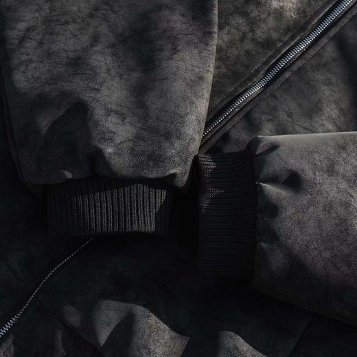 F012807美式复古荔枝纹水貂绒座山雕连帽棉服cleanfit重磅PU皮夹克 商品图14