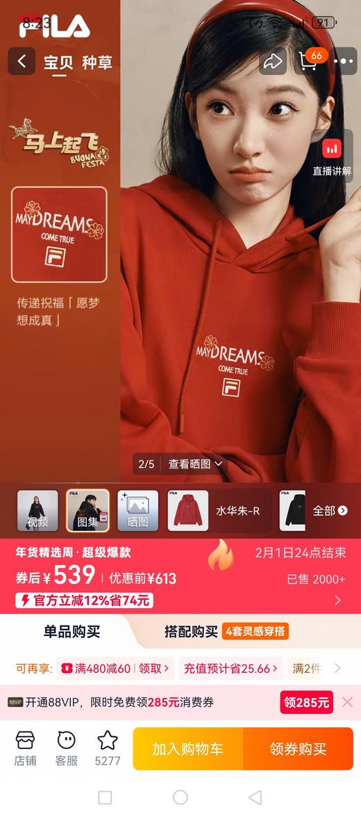 马上起飞2026春新款情侣款海棠花毛圈刺绣帽衫连帽卫衣 Z-15818 商品图1