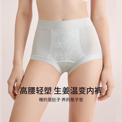 N2- 【生姜暖宫 桑蚕丝底裆】【3条】润微高腰收腹内裤女新款加长裆10A抑菌生姜暖宫国风女士女三角裤  雅柔沁肤 商品图0