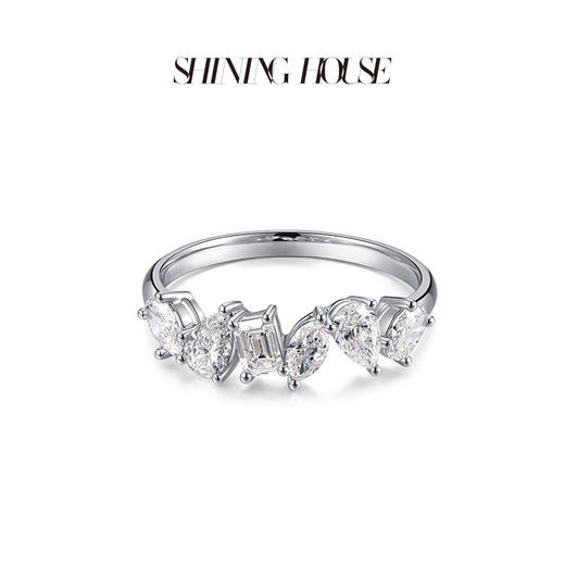 ShiningHouse[培育] 18k金钻石戒指 椭圆形水滴形1克拉钻人工真钻人造钻石K金戒指排钻戒指时尚钻石戒指悦己送礼臻选【此商品不支持7天无理由退货退款】预计3日发货 商品图1