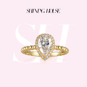 ShiningHouse[培育] 18k金钻石戒指女 水滴形1克拉钻人工真钻人造钻石K金戒指女悦己送礼优选【此商品不支持7天无理由退货退款】预计3日发货