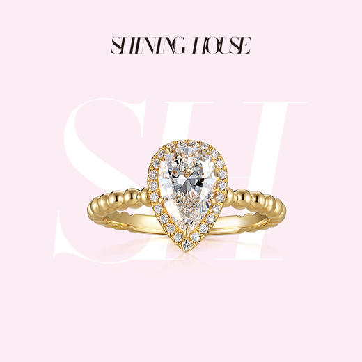 ShiningHouse[培育] 18k金钻石戒指女 水滴形1克拉钻人工真钻人造钻石K金戒指女悦己送礼优选【此商品不支持7天无理由退货退款】预计3日发货 商品图0