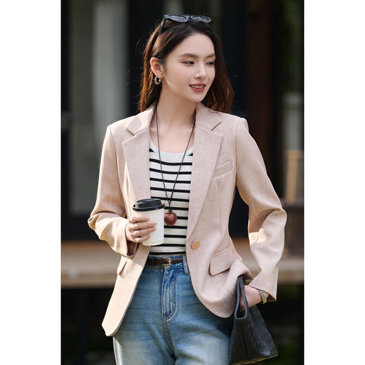 气场西服套装 米思阳2026春新款时尚套装一粒扣长袖西装休闲阔腿裤两件套女（单拍）0877 商品图3