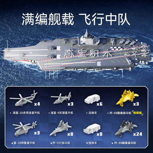 森宝积木福建舰国产军舰正版拼装拼搭模型积木玩具新年礼物 商品图3