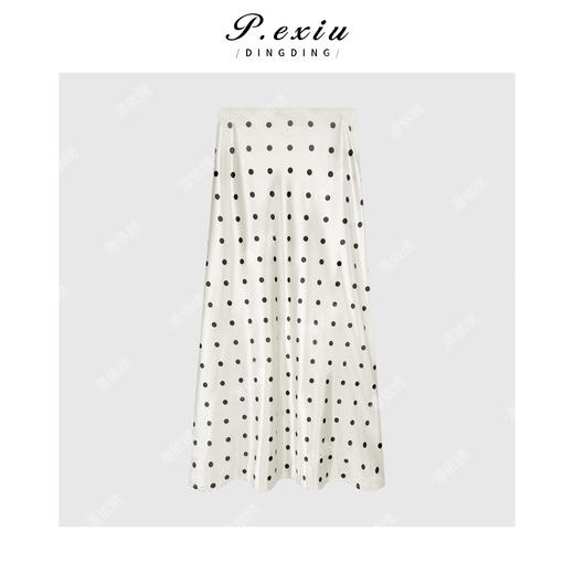 04-1潘依绣丁丁宠粉韩版波点优雅半身长裙Q17382 商品图1