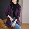 春秋连帽卫衣外套女冬季新款时尚紫色大码长袖中长款遮屁上衣胖mm 商品缩略图4