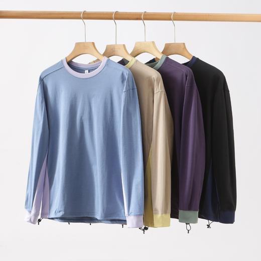 山系户外速干拼色圆领长袖，男女同款宽松百搭运动风打底衫上衣 商品图0