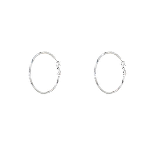 三彩2026新款极简扭型大圈耳环s925银针车花肌理欧美通勤百搭 商品图2