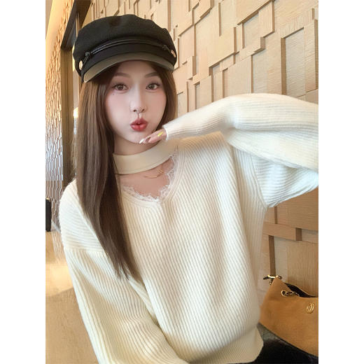 <曾小咸推荐>2.9现货秒杀 ！微信超特价！韩系挂脖v领毛衣 日常179.99 立减90 秒杀89.99！！ 商品图4